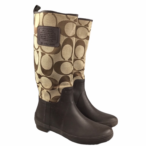 Coach Paige Monogram Jacquard Print Rain Boots 8